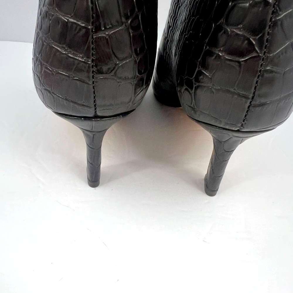 STEVE MADDEN LAVAN WOMEN’S BOOTS BROWN CROCODILE PRINT, UPPER LEATHER, SIZE 8M - Picture 6 of 16